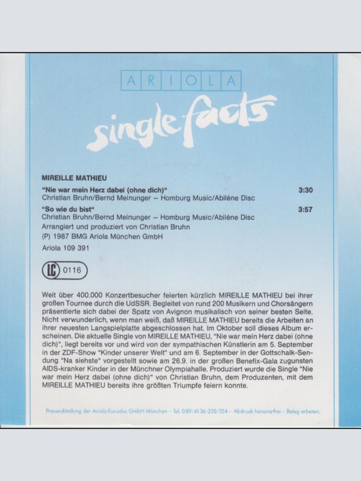 Vinyl / Mireille Mathieu - Nie War Mein Herz Dabei (Ohne Dich)