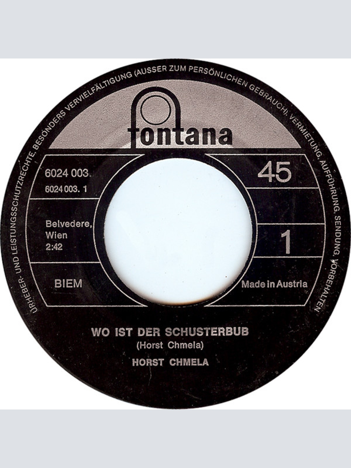 Vinyl / Horst Chmela - Wo Ist Der Schusterbub