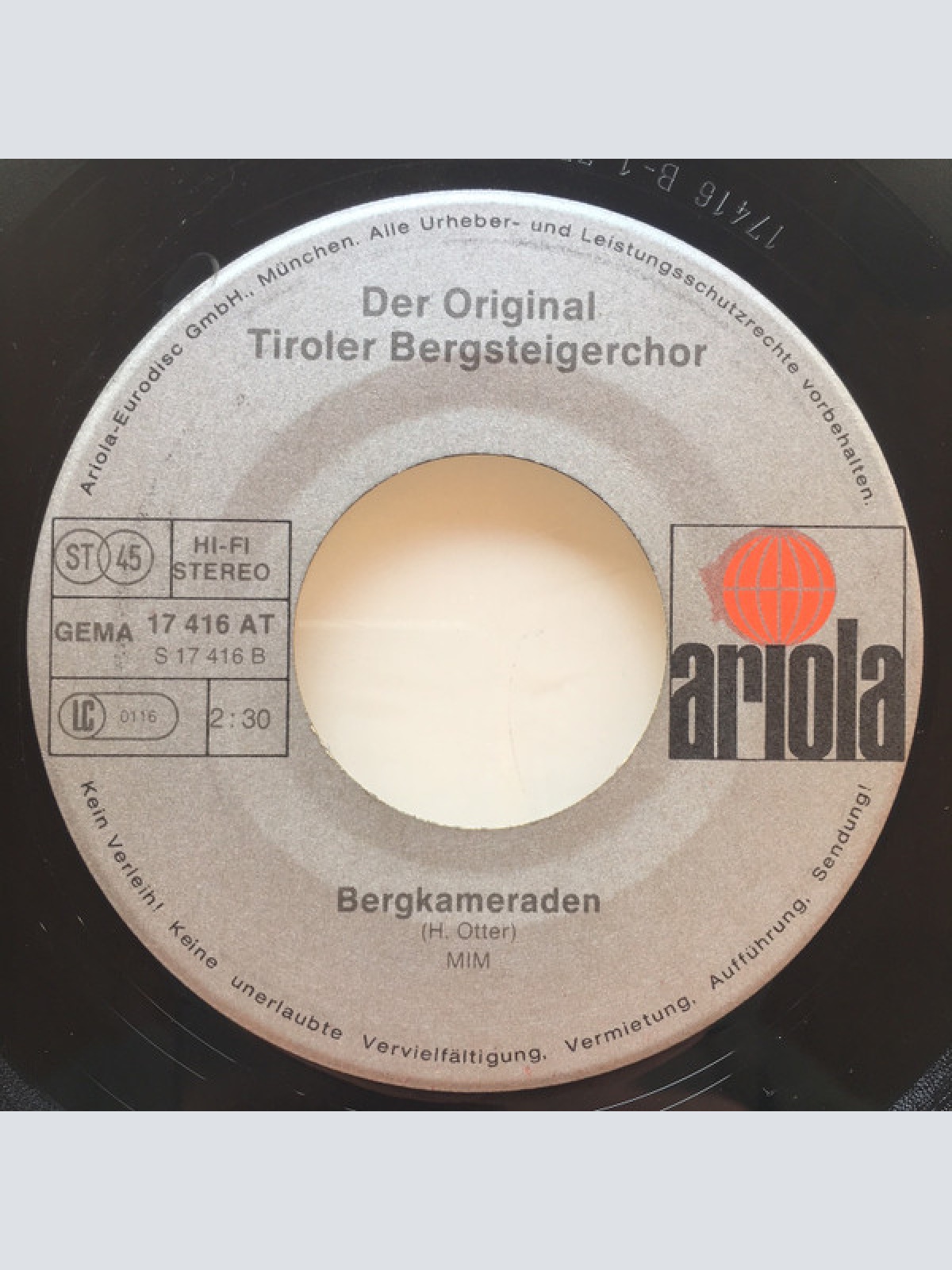 Vinyl / Original Tiroler Bergsteiger-Chor* - La Pastorella