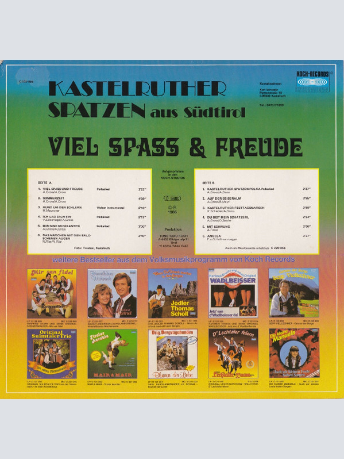 Vinyl / Kastelruther Spatzen Aus Südtirol* - Viel Spass & Freude
