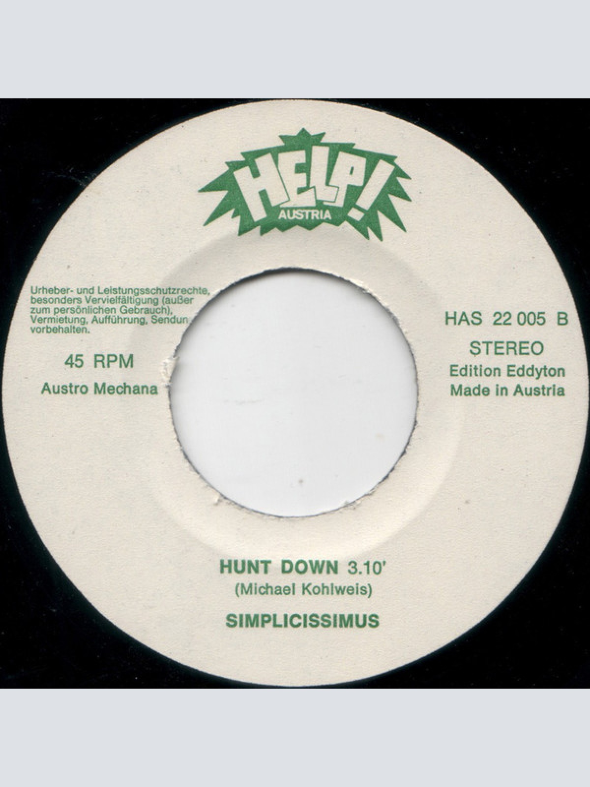 Vinyl / Simplicissimus - Dusty Road / Hunt Down