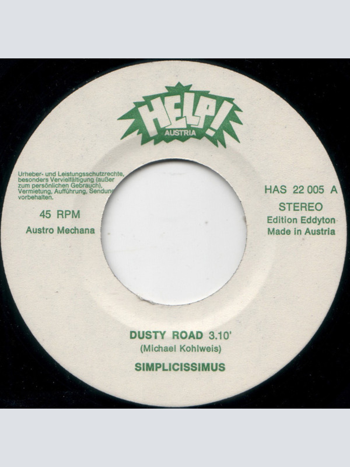 Vinyl / Simplicissimus - Dusty Road / Hunt Down