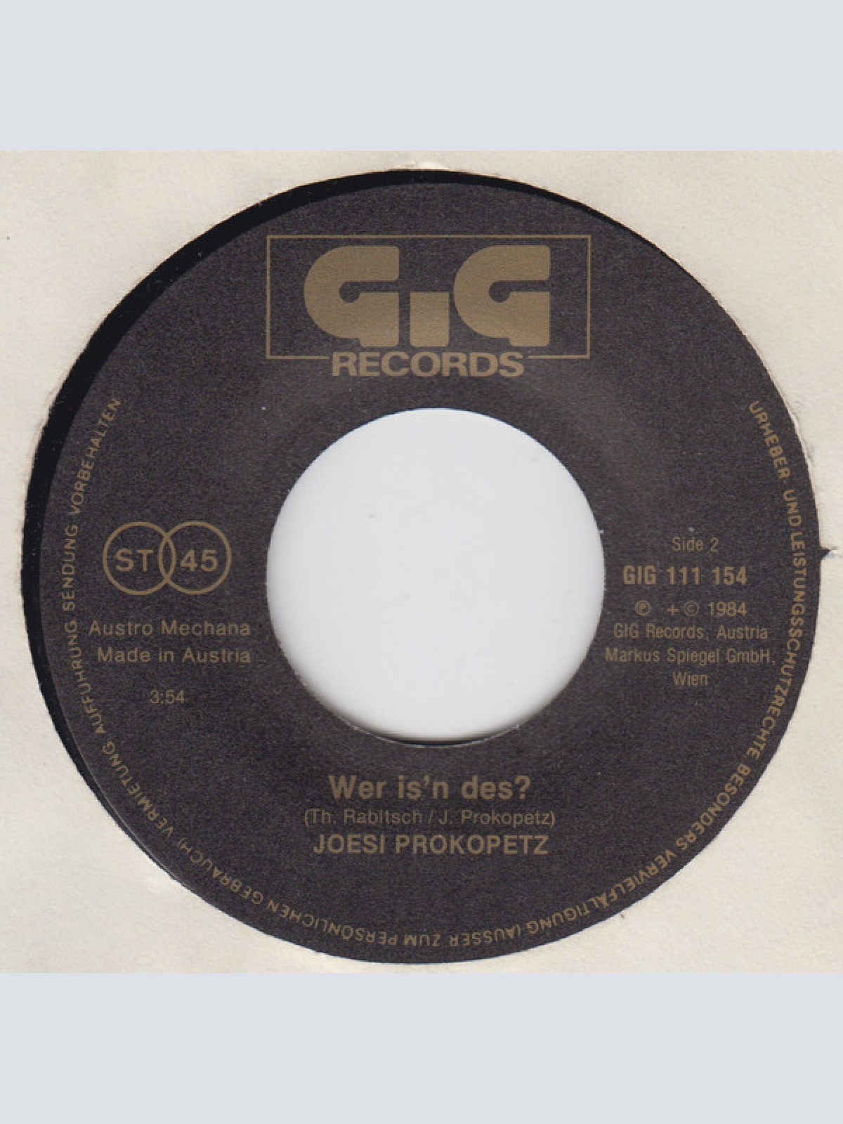 Vinyl / Joesi Prokopetz - Parkverbot (...Ich Irre Wieder Durch Die Stadt.)