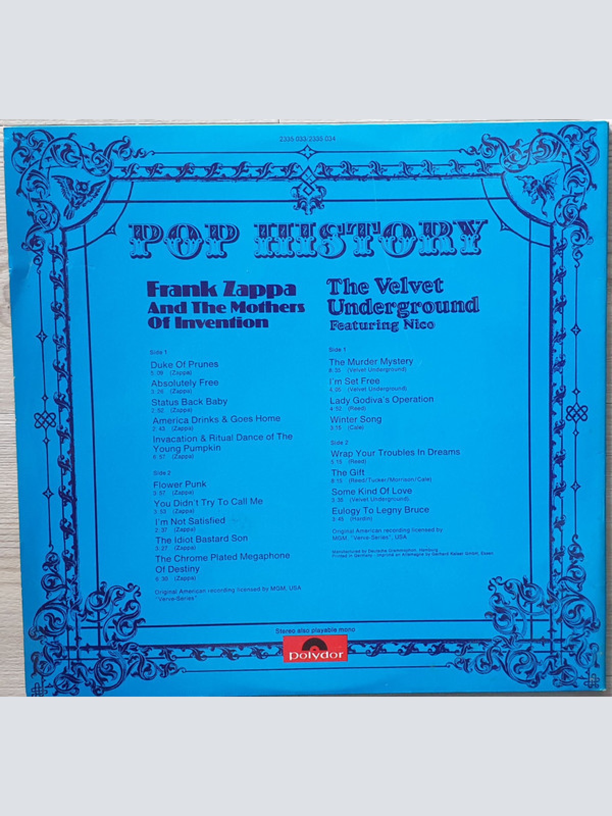 Vinyl / Frank Zappa And The Mothers Of Invention*, The Velvet Underground Featuring Nico (3) - Pop History