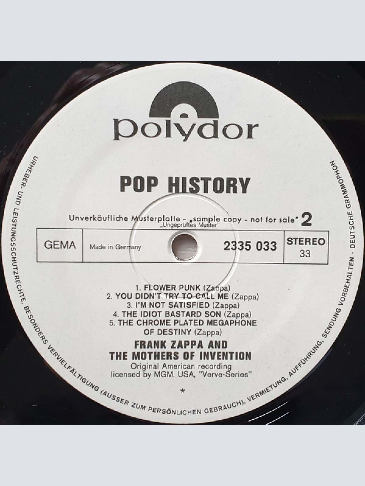 Vinyl / Frank Zappa And The Mothers Of Invention*, The Velvet Underground Featuring Nico (3) - Pop History