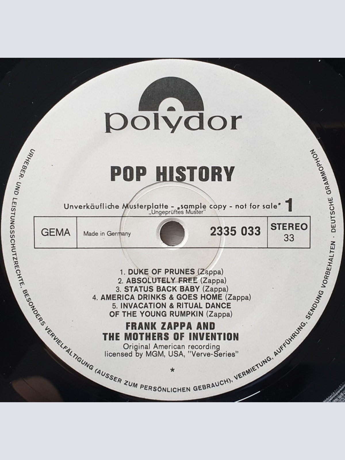 Vinyl / Frank Zappa And The Mothers Of Invention*, The Velvet Underground Featuring Nico (3) - Pop History