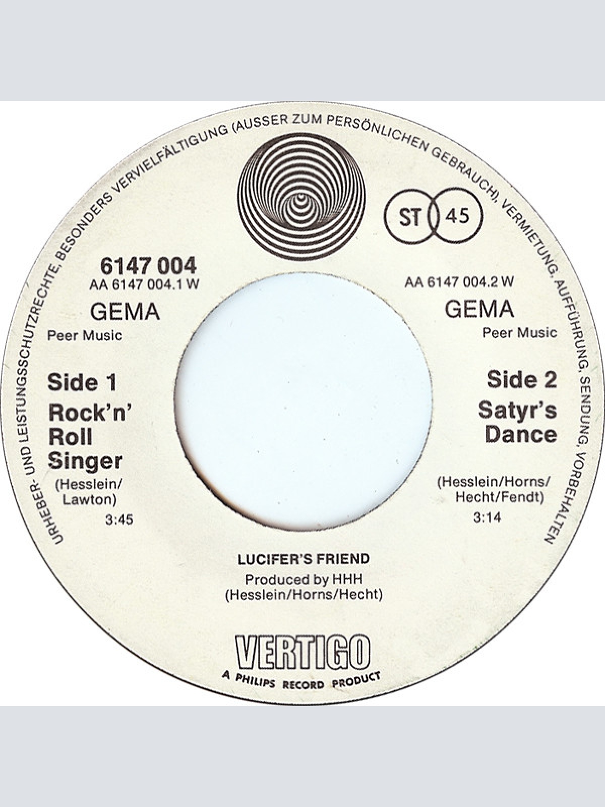 Vinyl / Lucifer's Friend - Rock'n'Roll Singer
