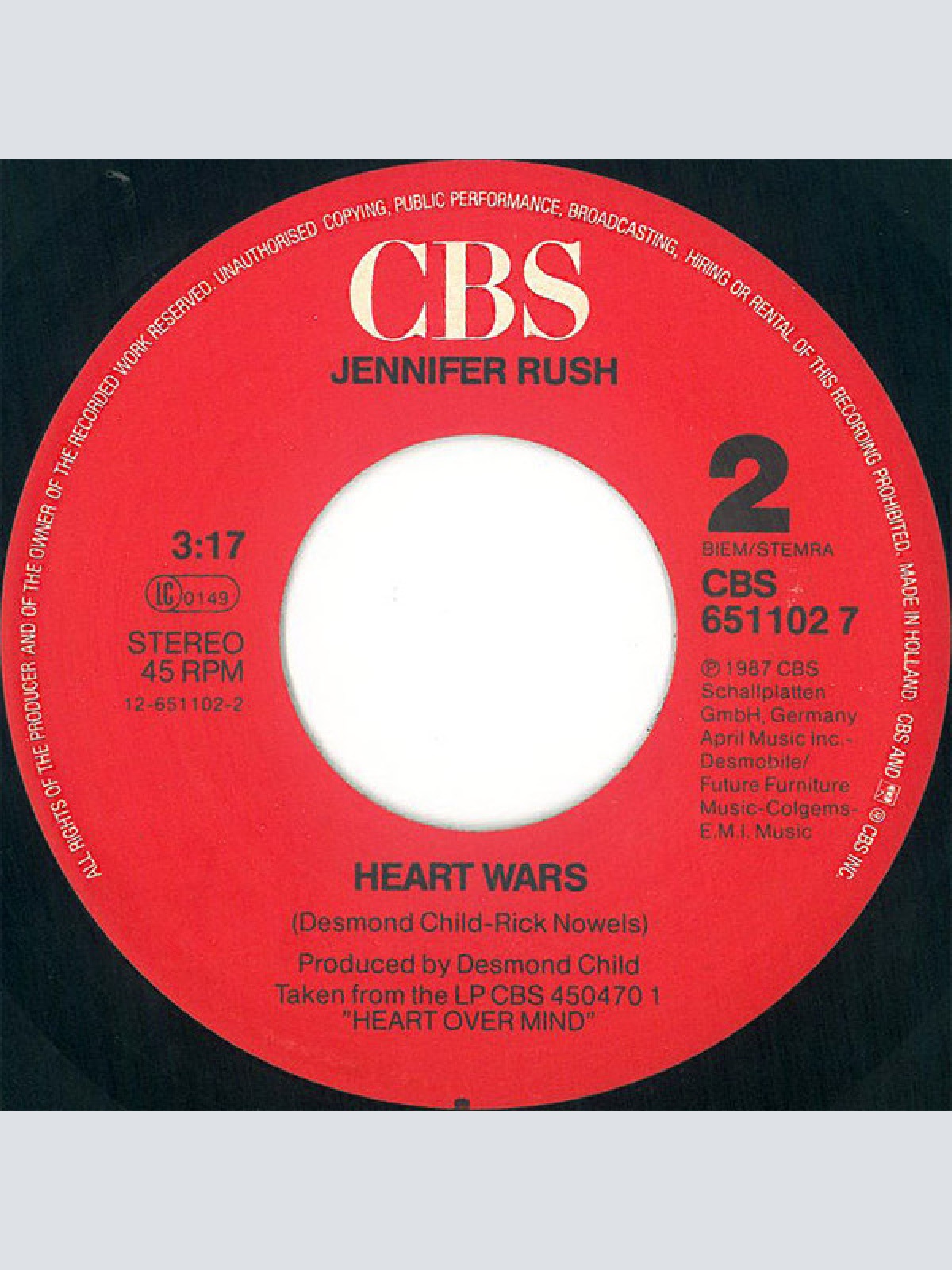 Vinyl / Jennifer Rush - Heart Over Mind