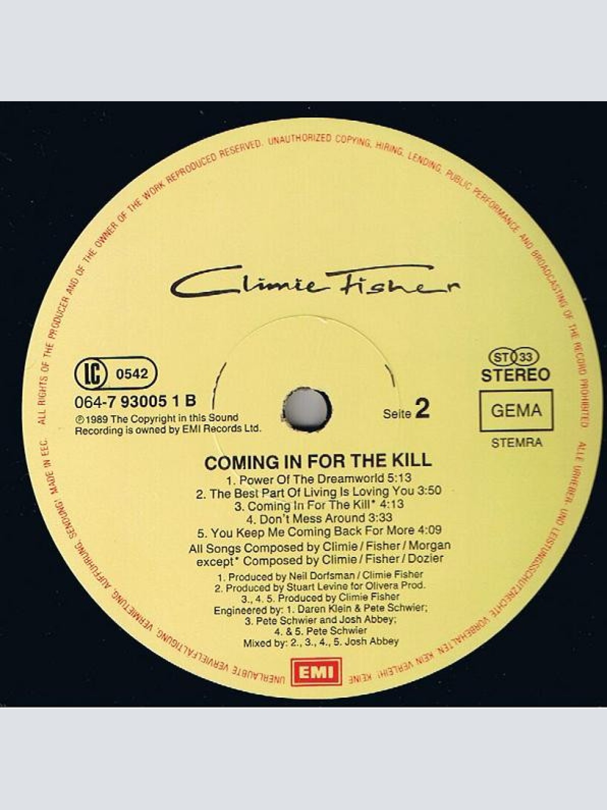 Vinyl / Climie Fisher - Coming In For The Kill