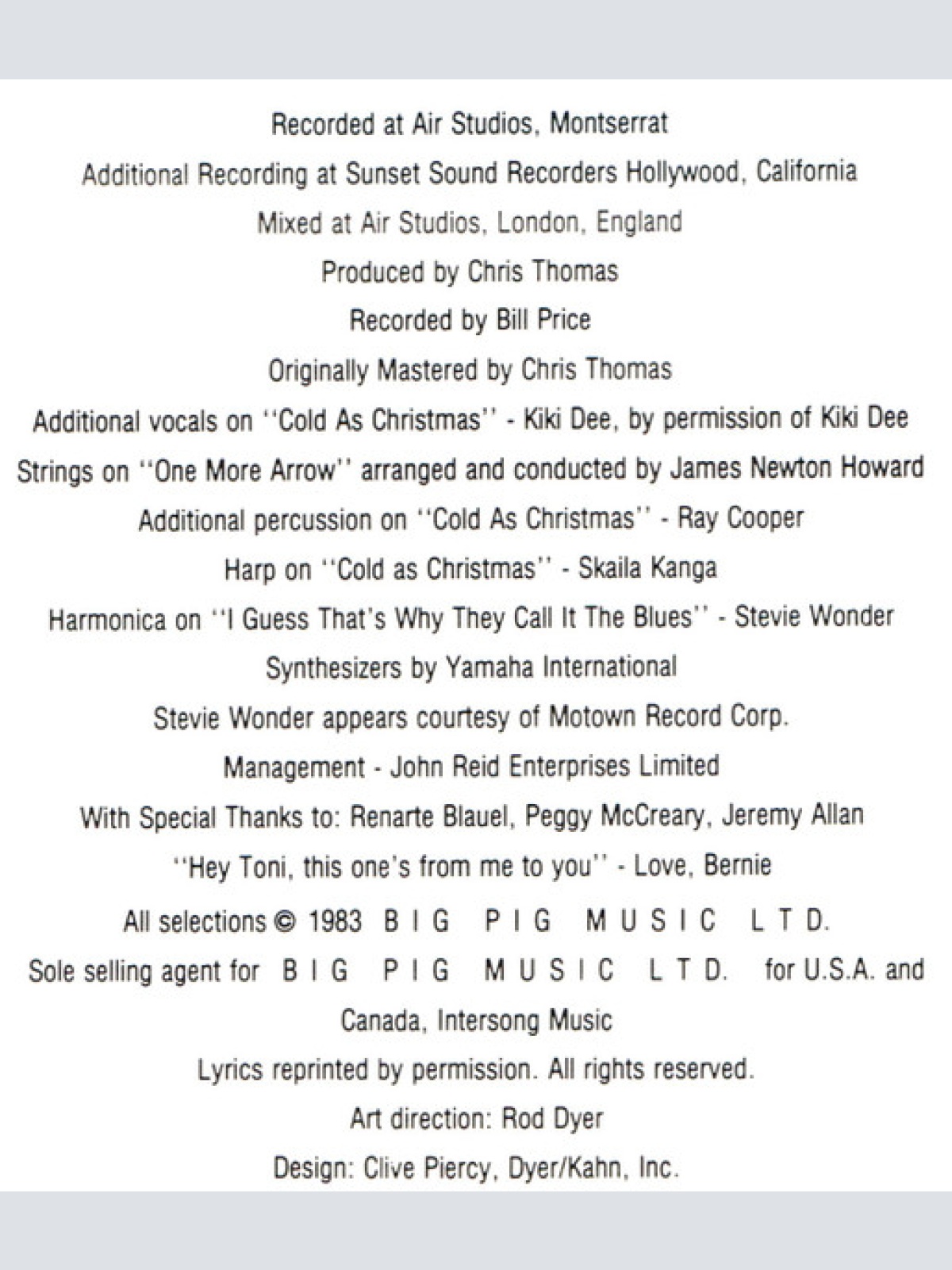 Vinyl / Elton John - Too Low For Zero