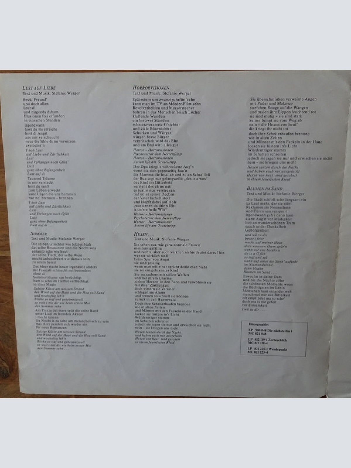Vinyl / Stefanie Werger - Lust Auf Liebe