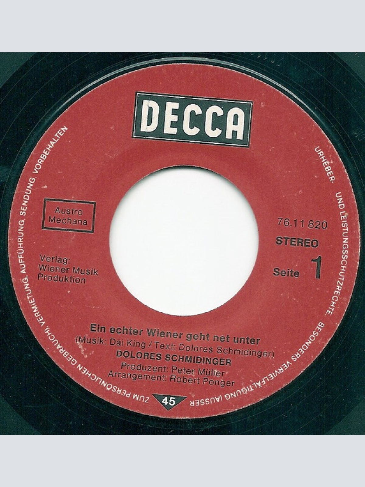 Vinyl / Dolores Schmidinger - Ein Echter Wiener Geht Net Unter