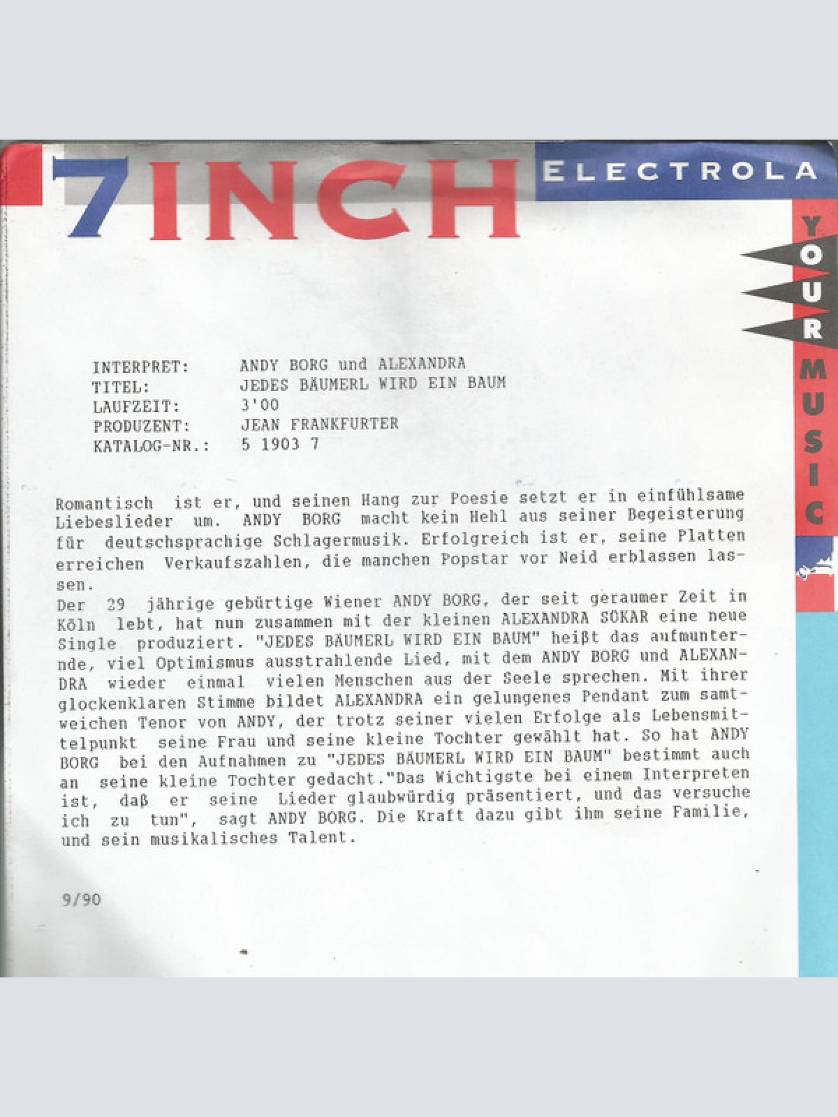 Vinyl / Andy Borg & Alexandra* - Jedes Bäumerl Wird Ein Baum