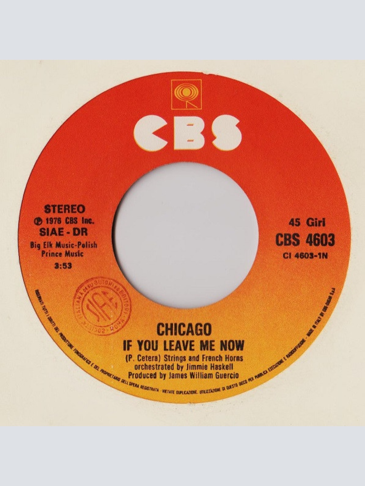Vinyl / Chicago (2) - If You Leave Me Now / Together Again