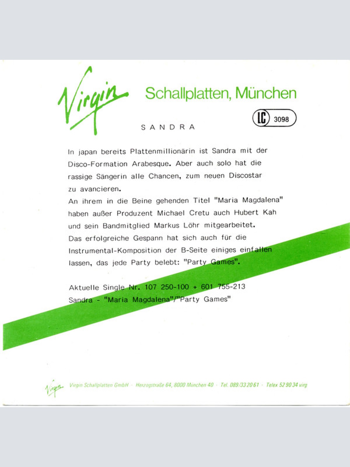 Vinyl / Sandra - (I'll Never Be) Maria Magdalena