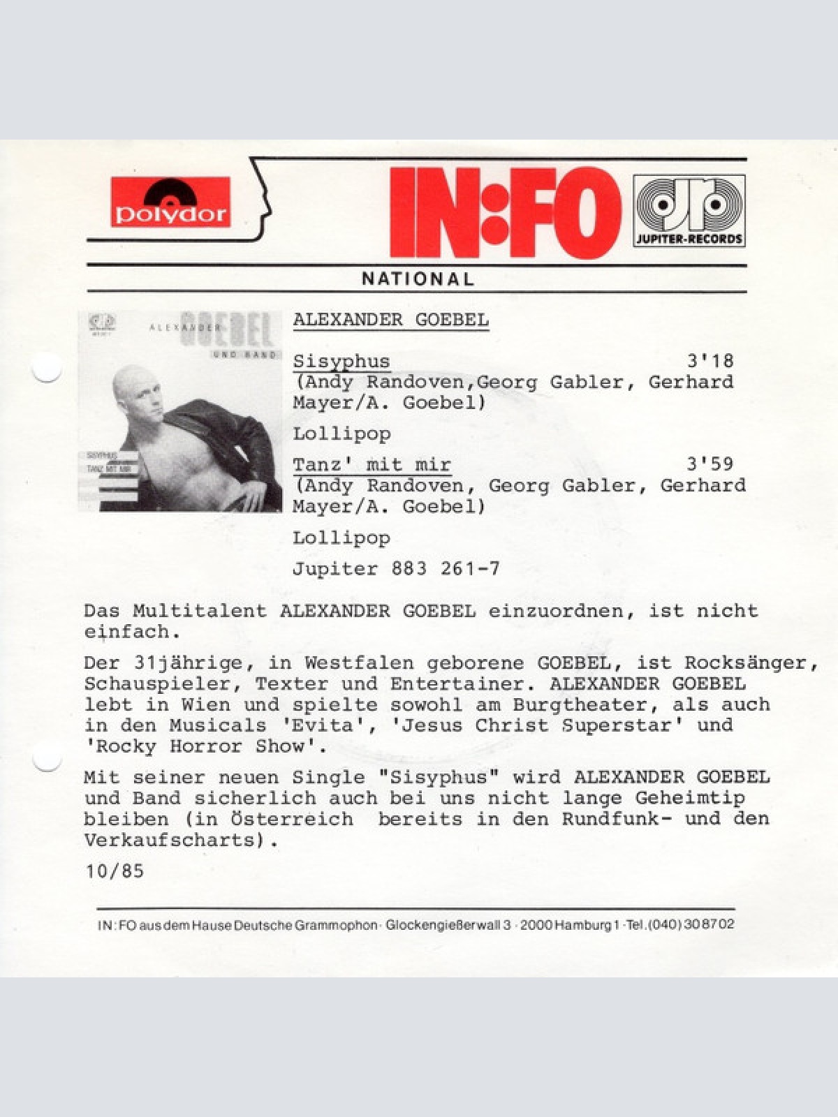 Vinyl / Alexander Goebel Und Band - Sisyphus / Tanz Mit Mir