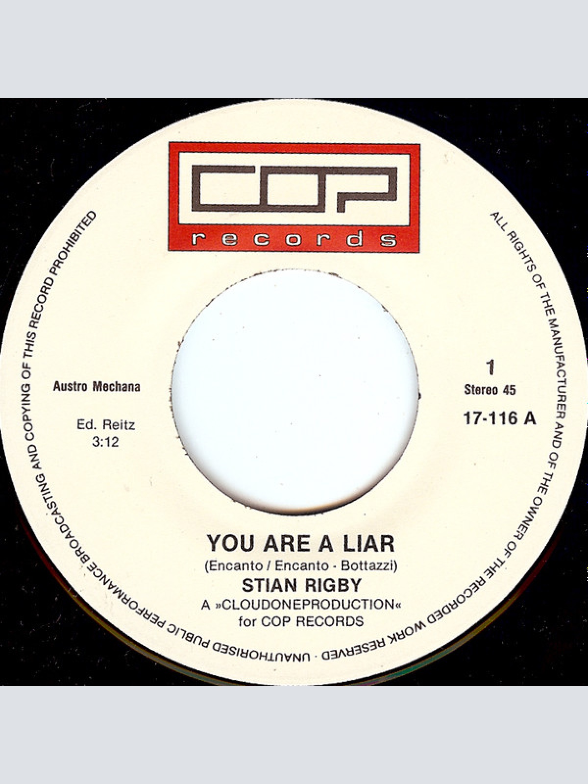Vinyl / Stian Rigby - You Are A Liar