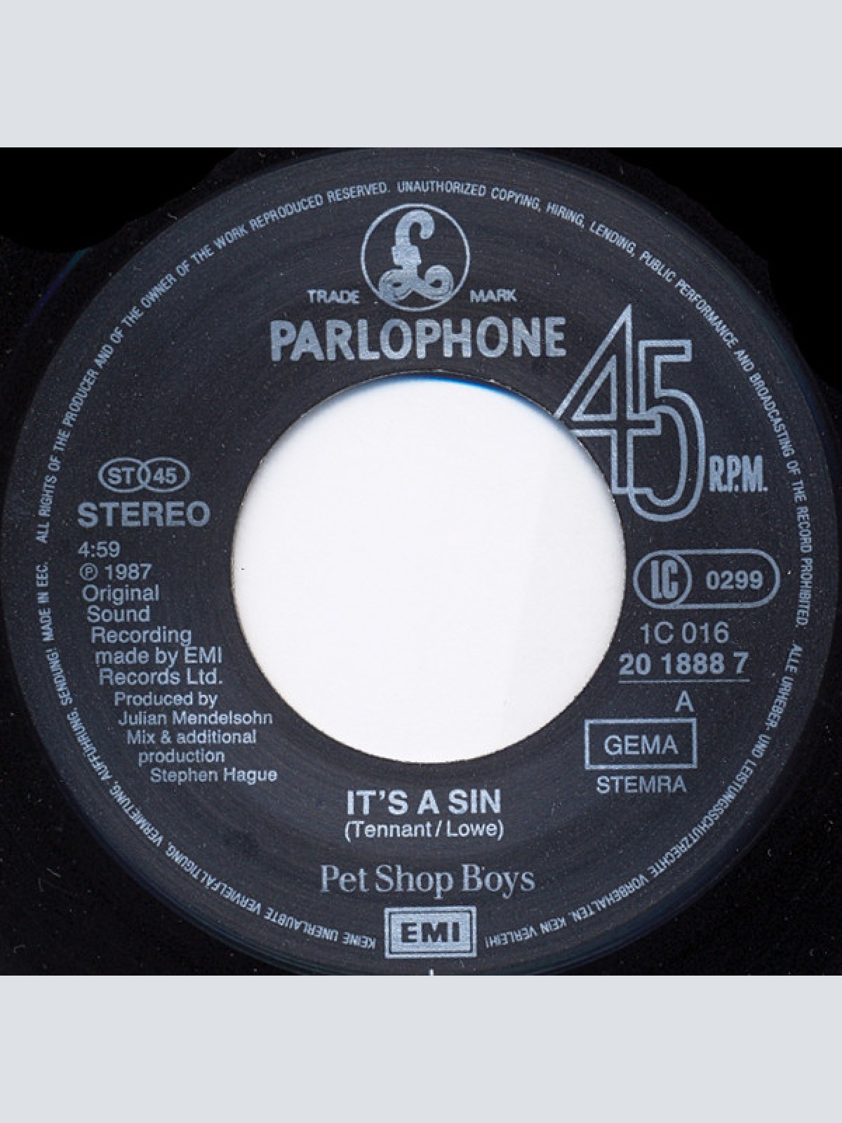 Vinyl / Pet Shop Boys - It's A Sin