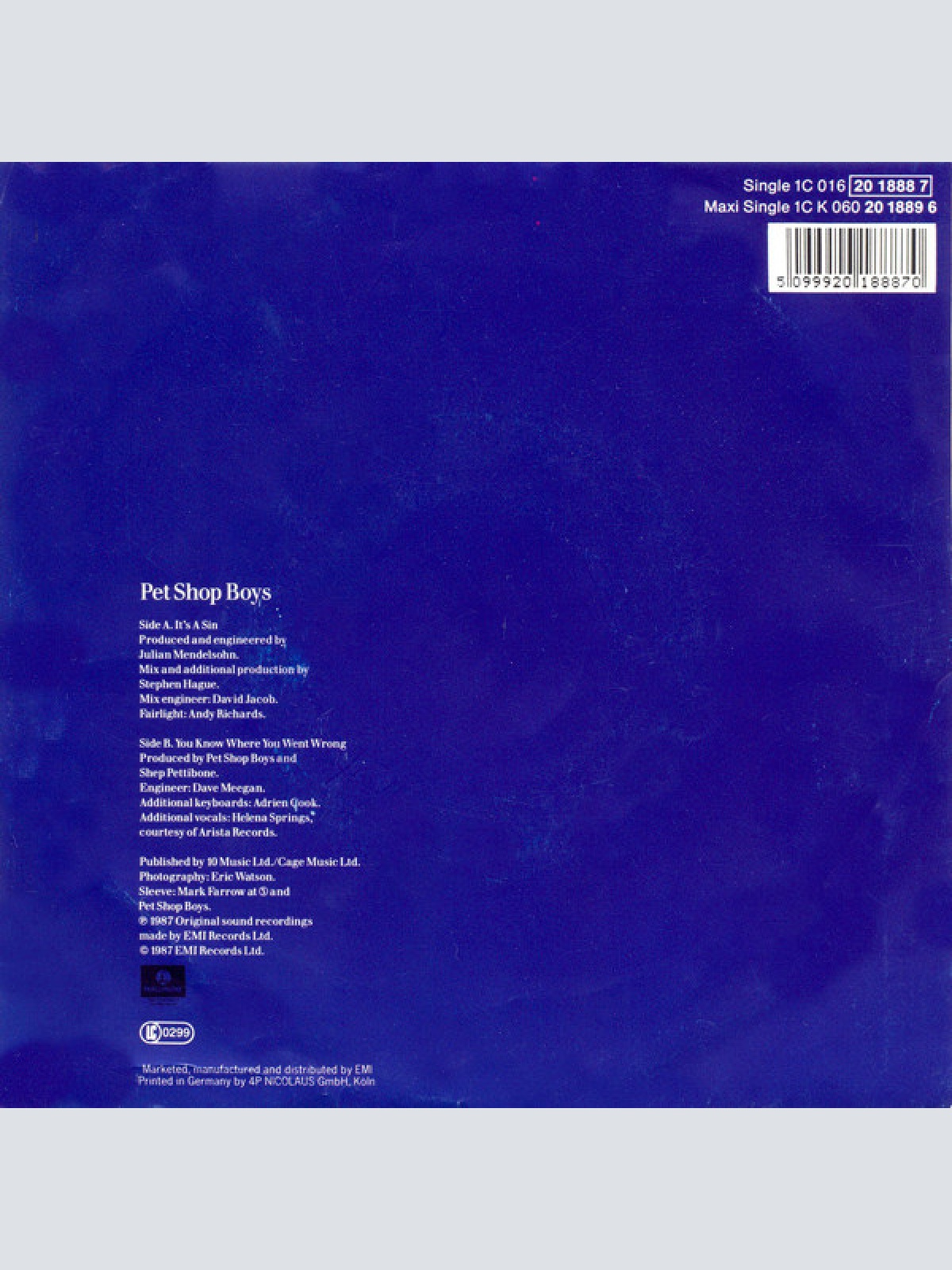 Vinyl / Pet Shop Boys - It's A Sin