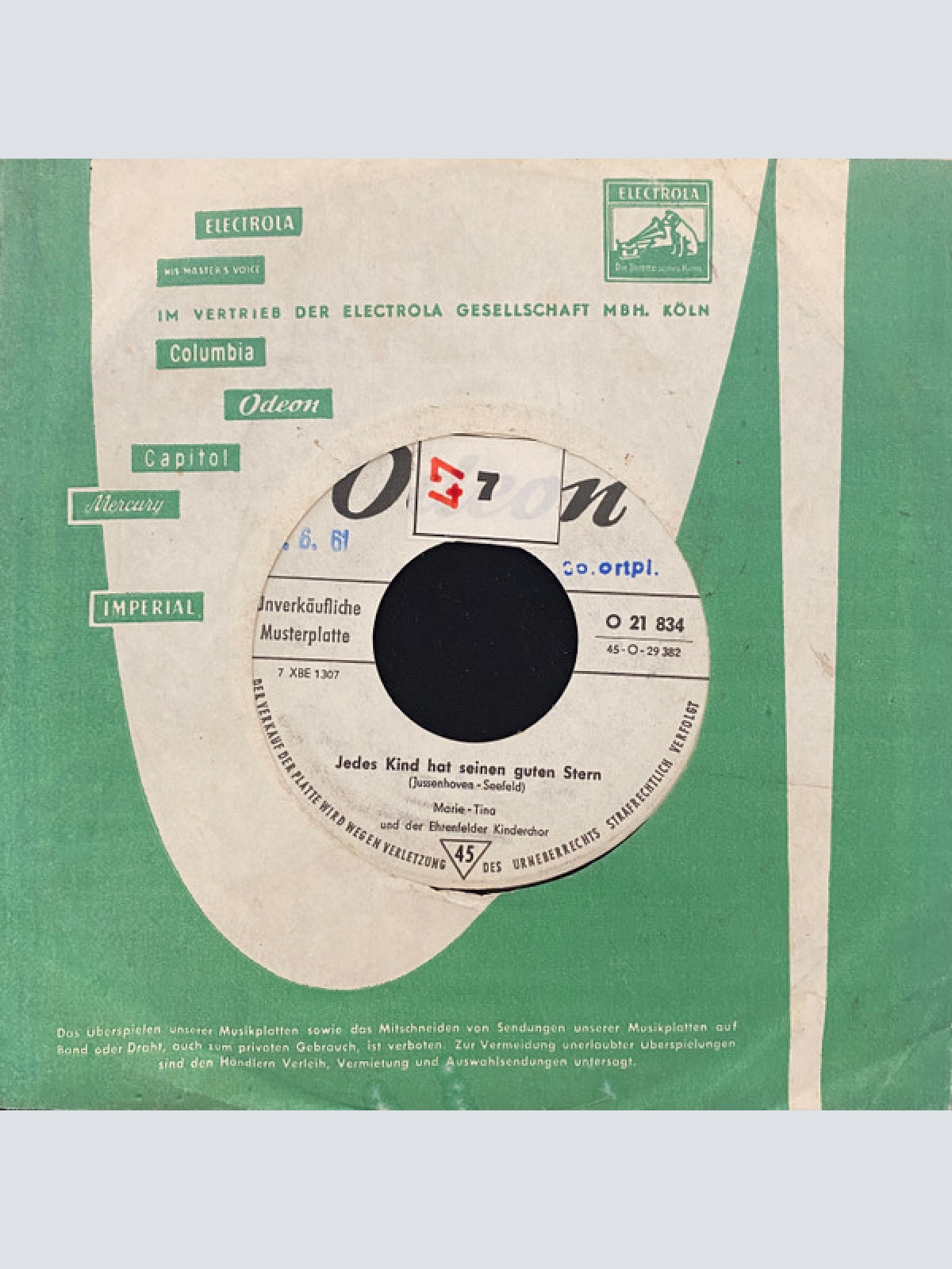 Vinyl / Marie-Tina - Wenn Die Wetterfrösche Schönes Wetter Machen / Jedes Kind Hat Einen Guten Stern