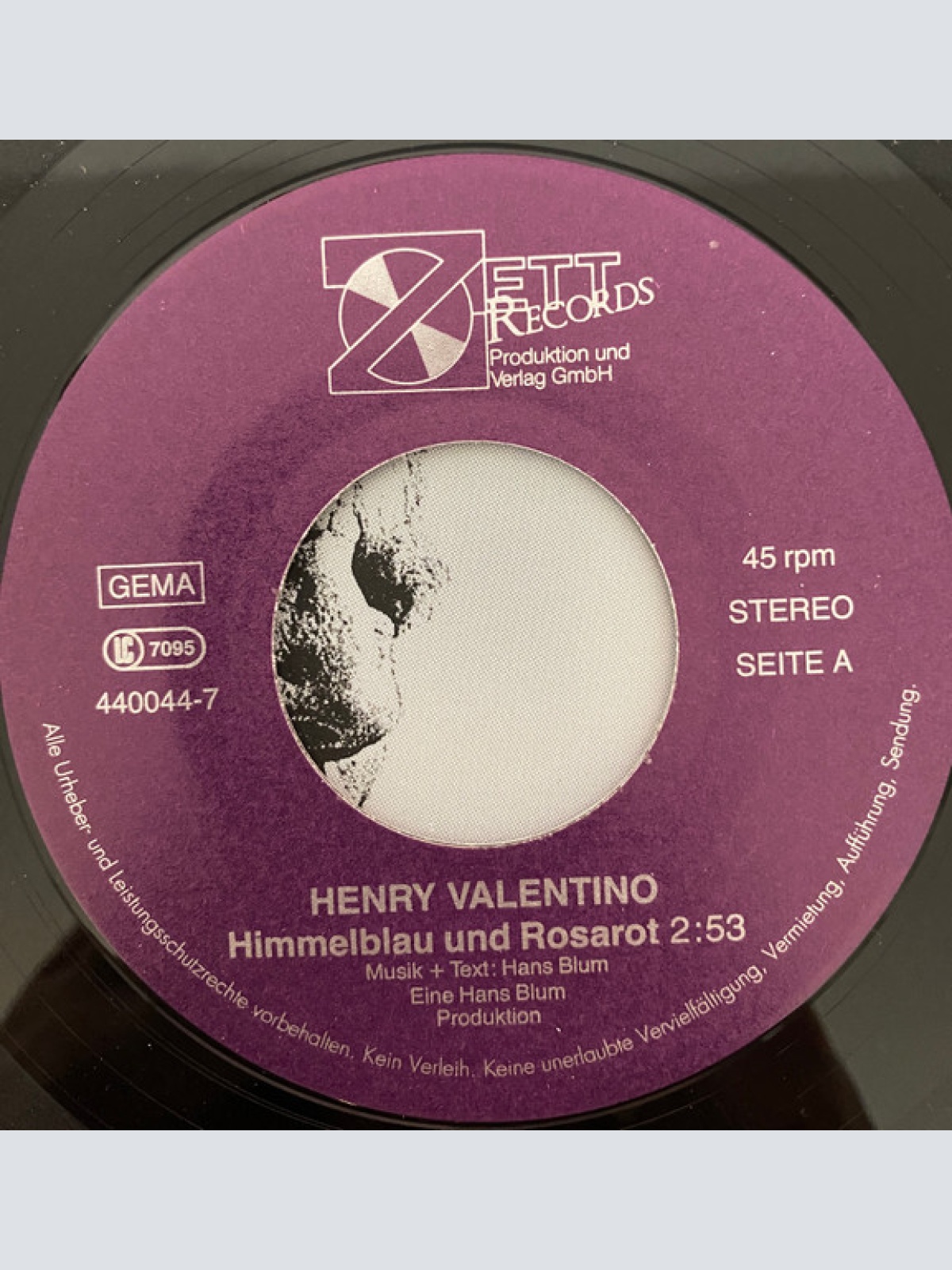 Vinyl / Henry Valentino - Himmelblau Und Rosarot (Irgendwo Hin) / Lieber Mal Aus Liebe