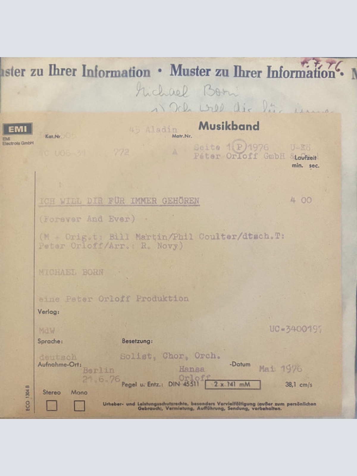 Vinyl / Michael Born - Ich Will Dir Für Immer Gehören