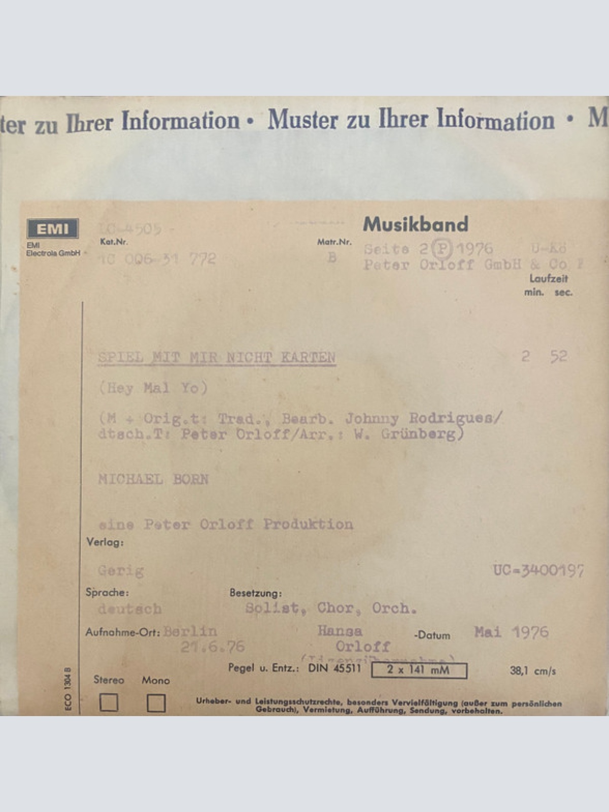 Vinyl / Michael Born - Ich Will Dir Für Immer Gehören