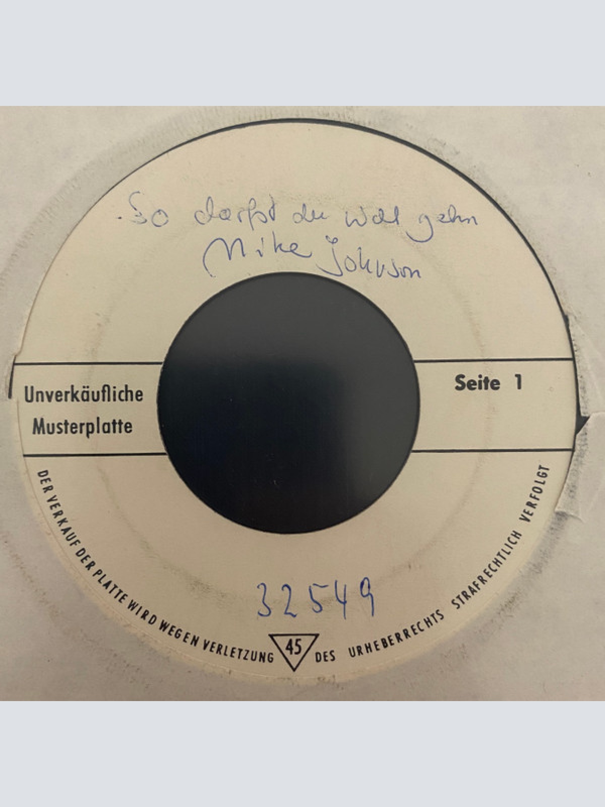 Vinyl / Mike Johnsen (3) - So Darfst Du Nicht Geh'n