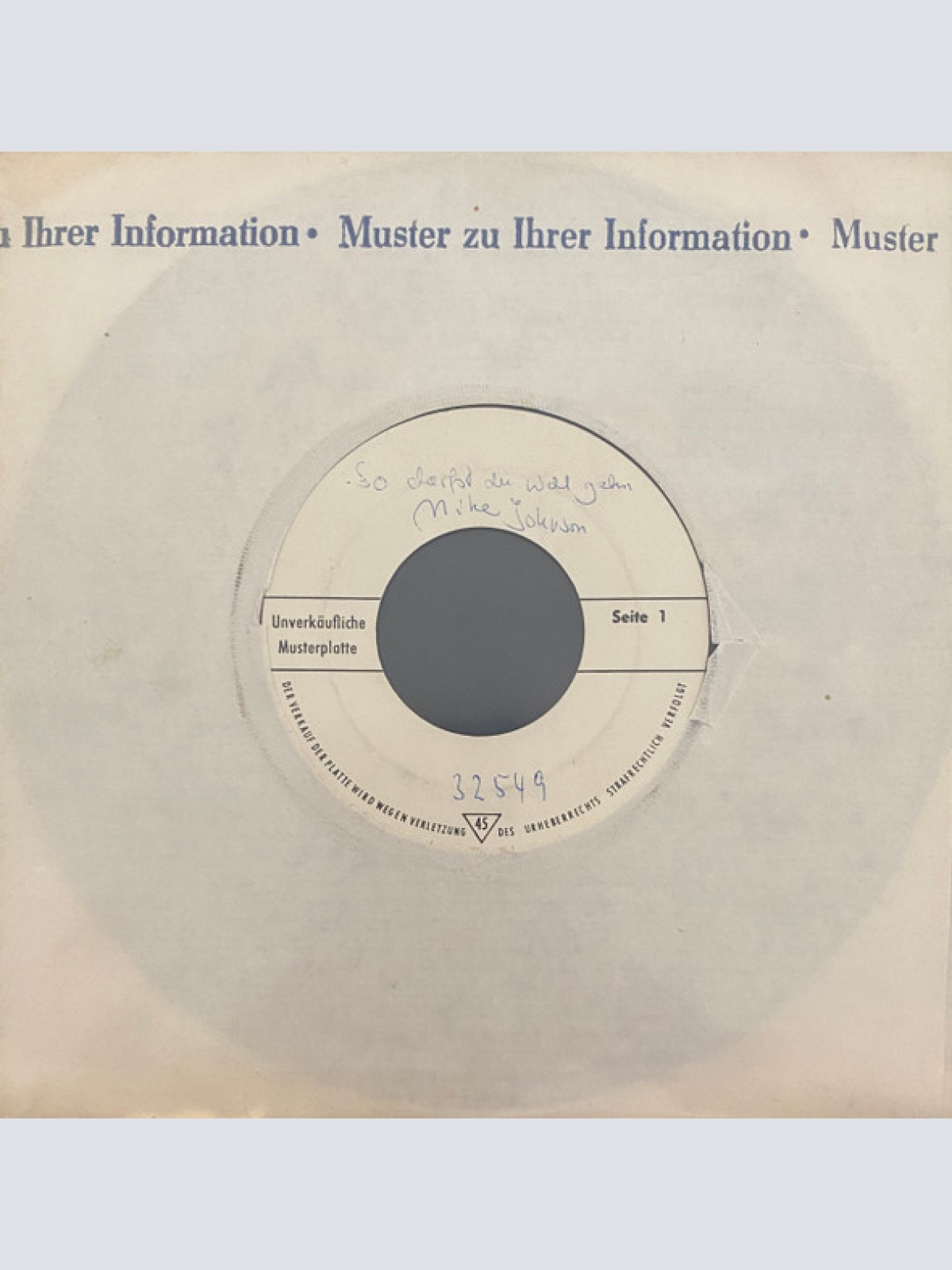 Vinyl / Mike Johnsen (3) - So Darfst Du Nicht Geh'n