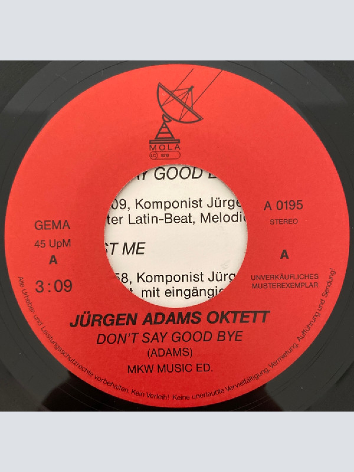 Vinyl / Jürgen Adams Oktett - Don't Say Goodbye / Trust Me