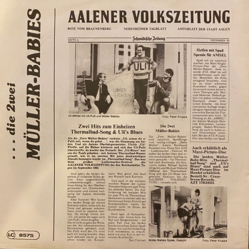 Vinyl / Die 2wei Müller-Babies - Thermalbad-Song & Uli's Blues