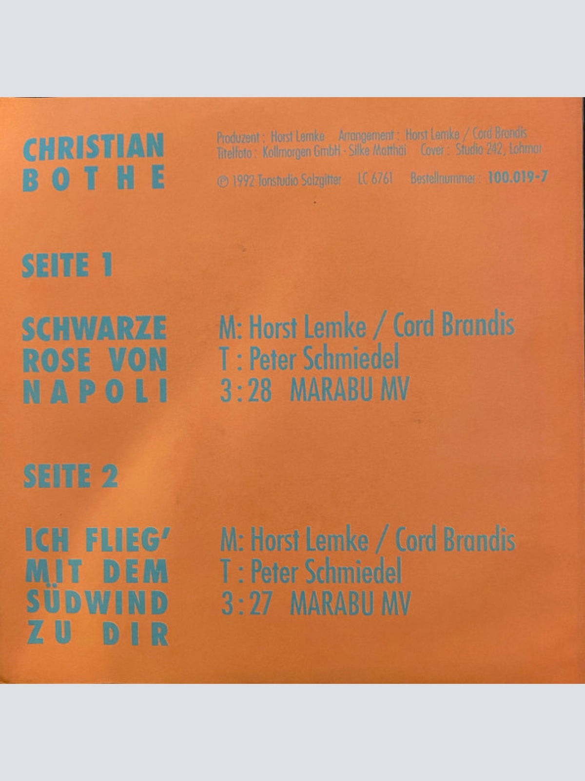 Vinyl / Christian Bothe - Schwarze Rose Von Napoli