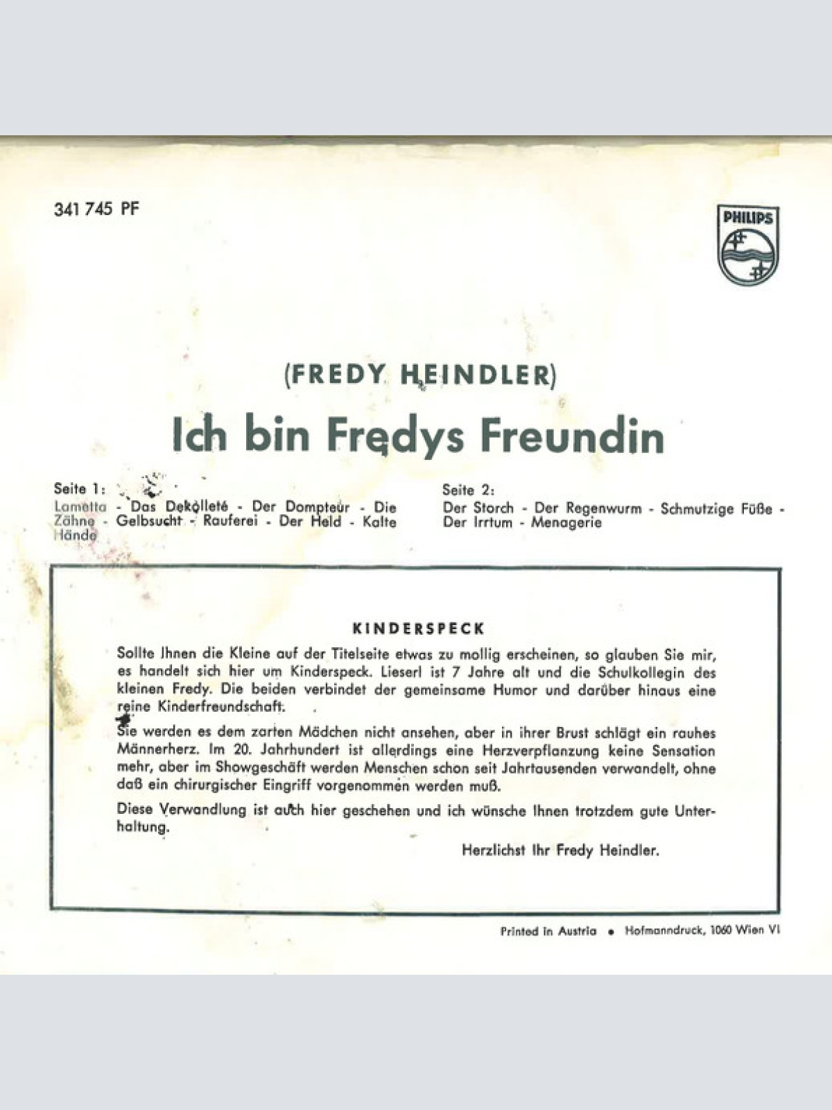 Vinyl / Der Kleine Fredy* - Ich Bin Fredys Freundin