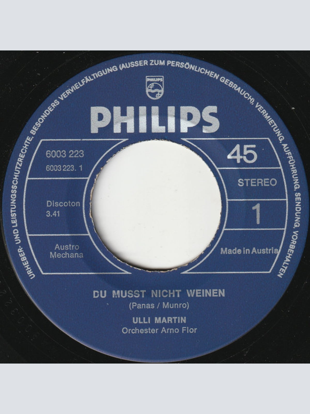 Vinyl / Ulli Martin - Du Mußt Nicht Weinen