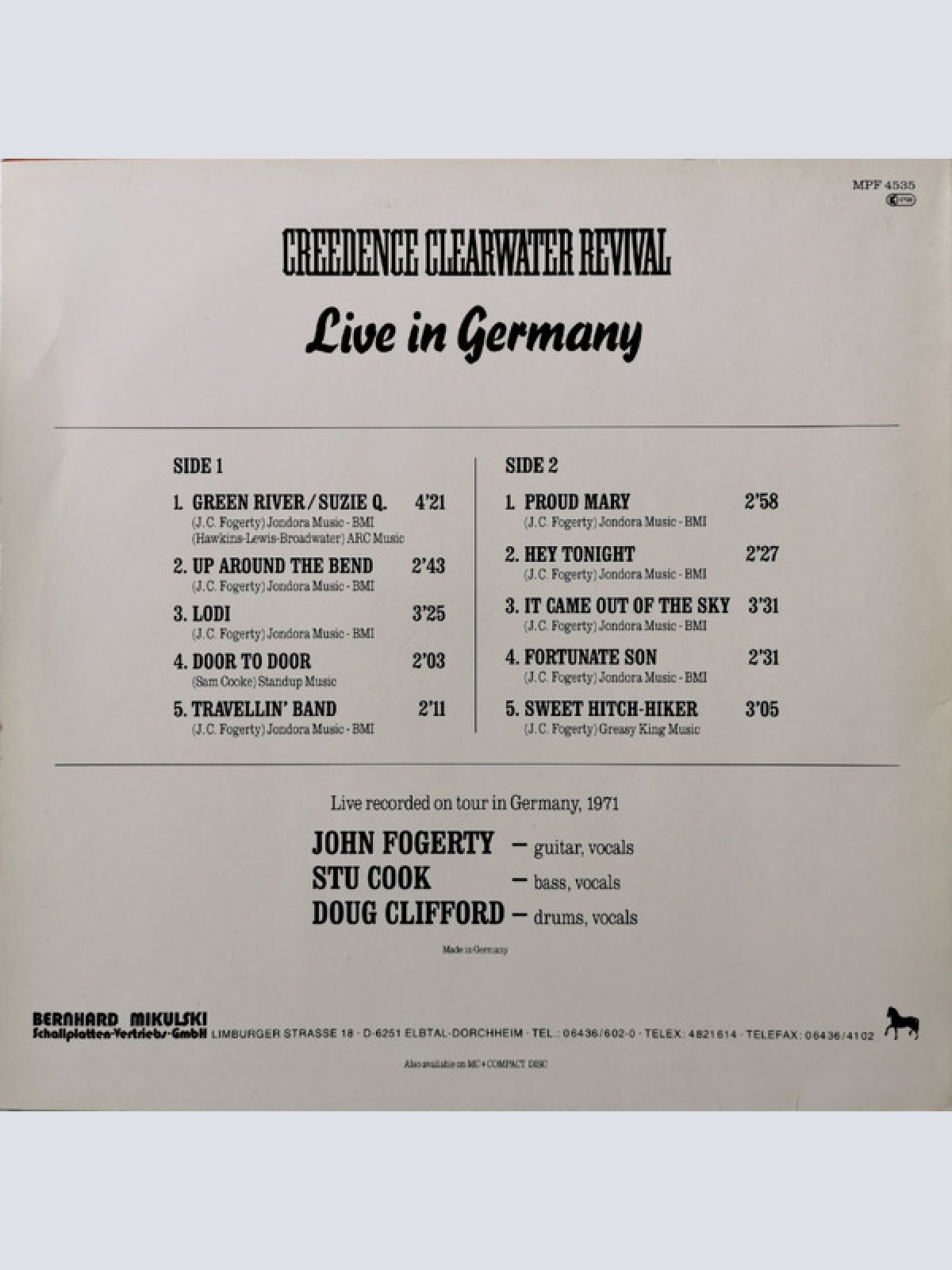 Vinyl / Creedence Clearwater Revival - Live In Germany