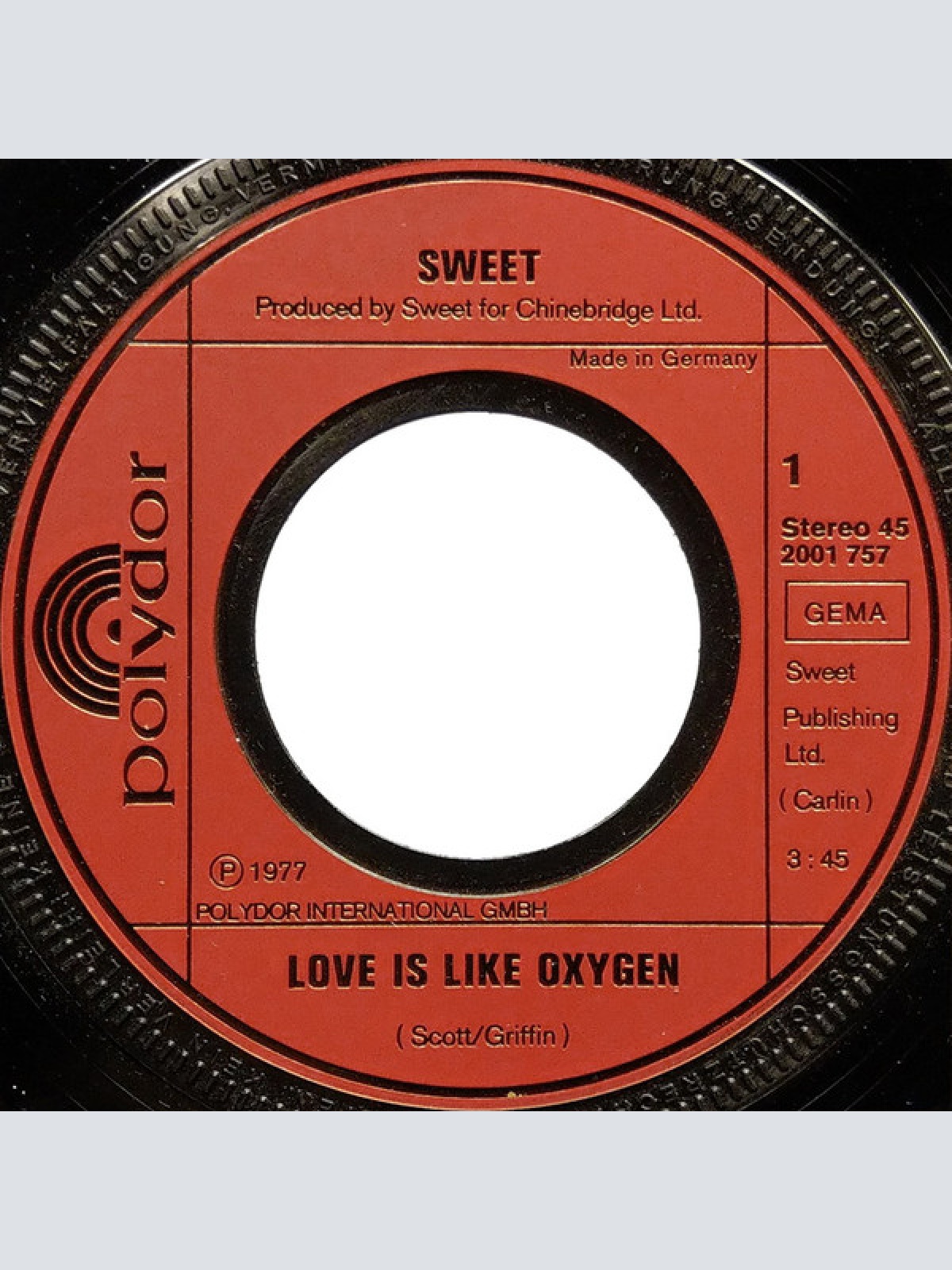 Vinyl / Sweet* - Love Is Like Oxygen
