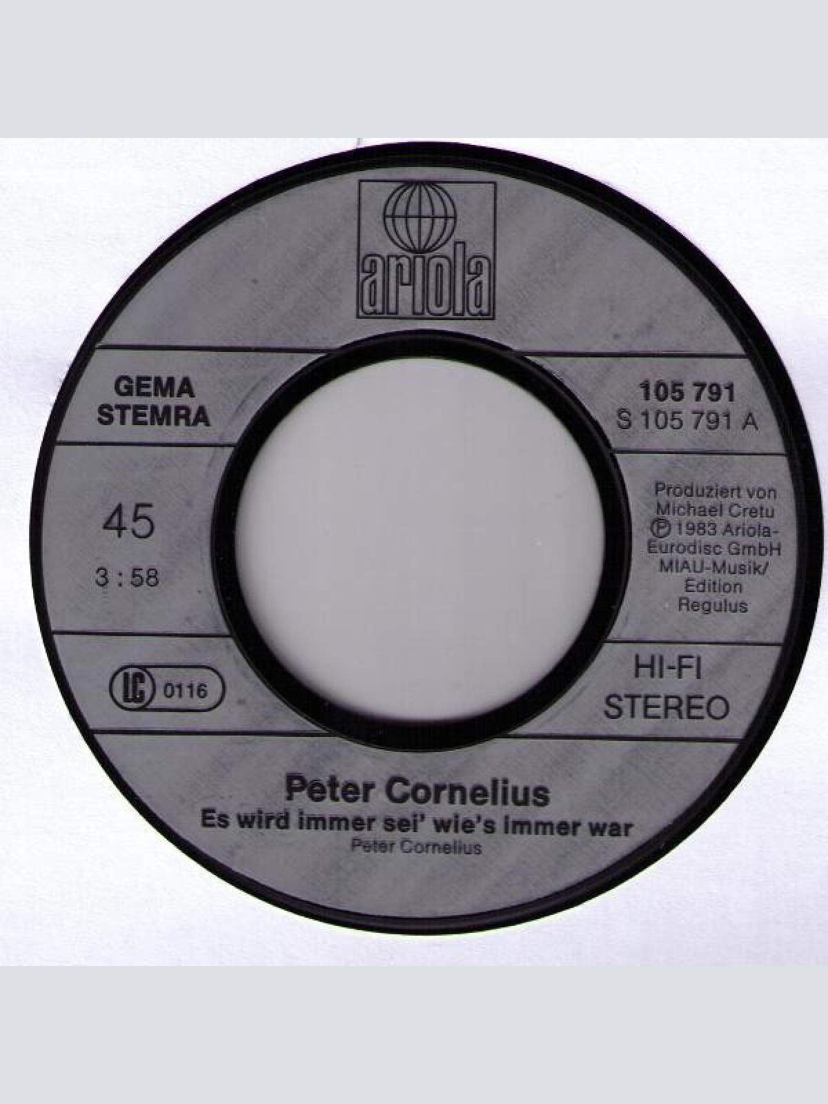 Vinyl / Peter Cornelius - Es Wird Immer Sei' Wie's Immer War