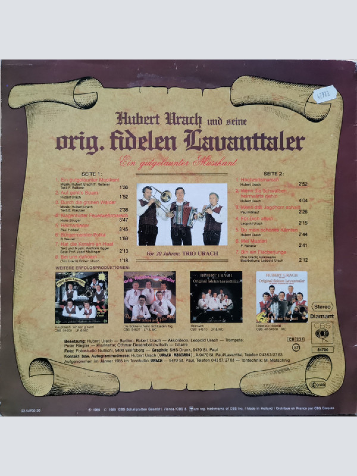 Vinyl / Hubert Urach Und Seine Orig. Fidelen Lavanttaler* - Ein Gutgelaunter Musikant