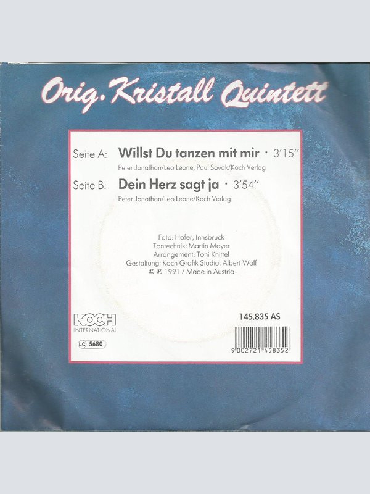Vinyl / Orig. Kristall Quintett* - Willst Du Tanzen Mit Mir