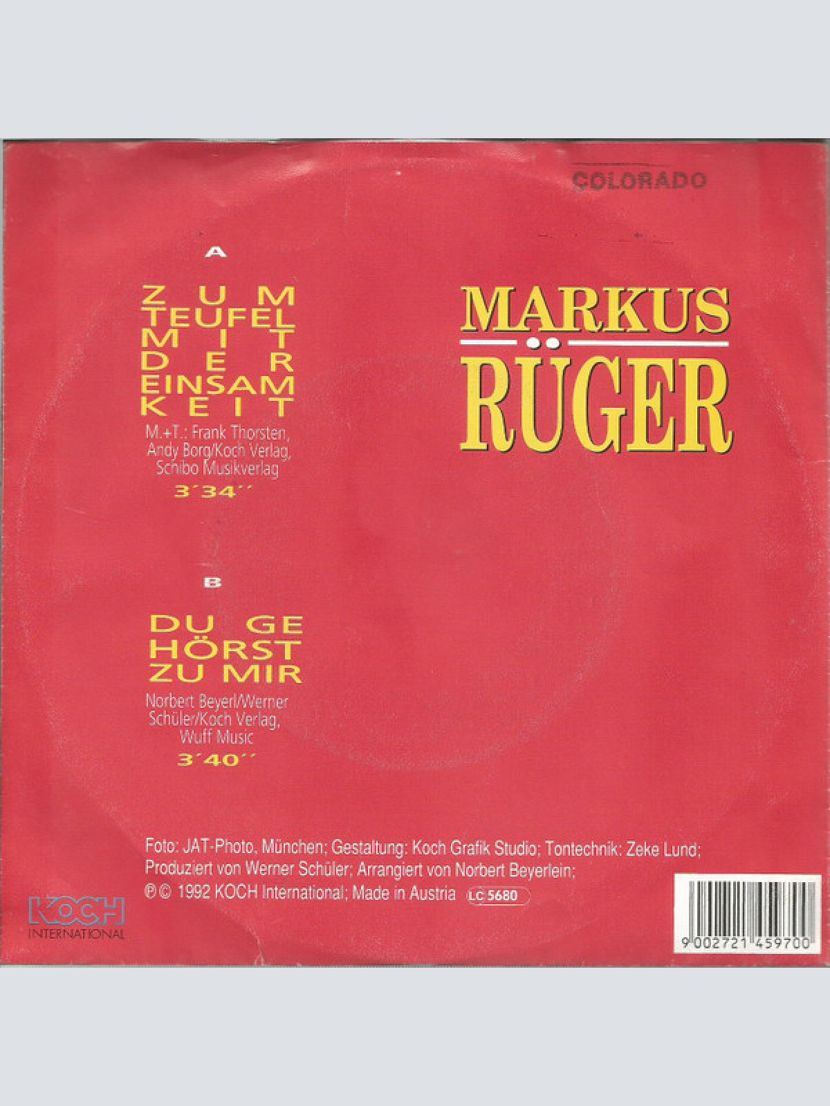 Vinyl / Markus Rüger - Zum Teufel Mit Der Einsamkeit