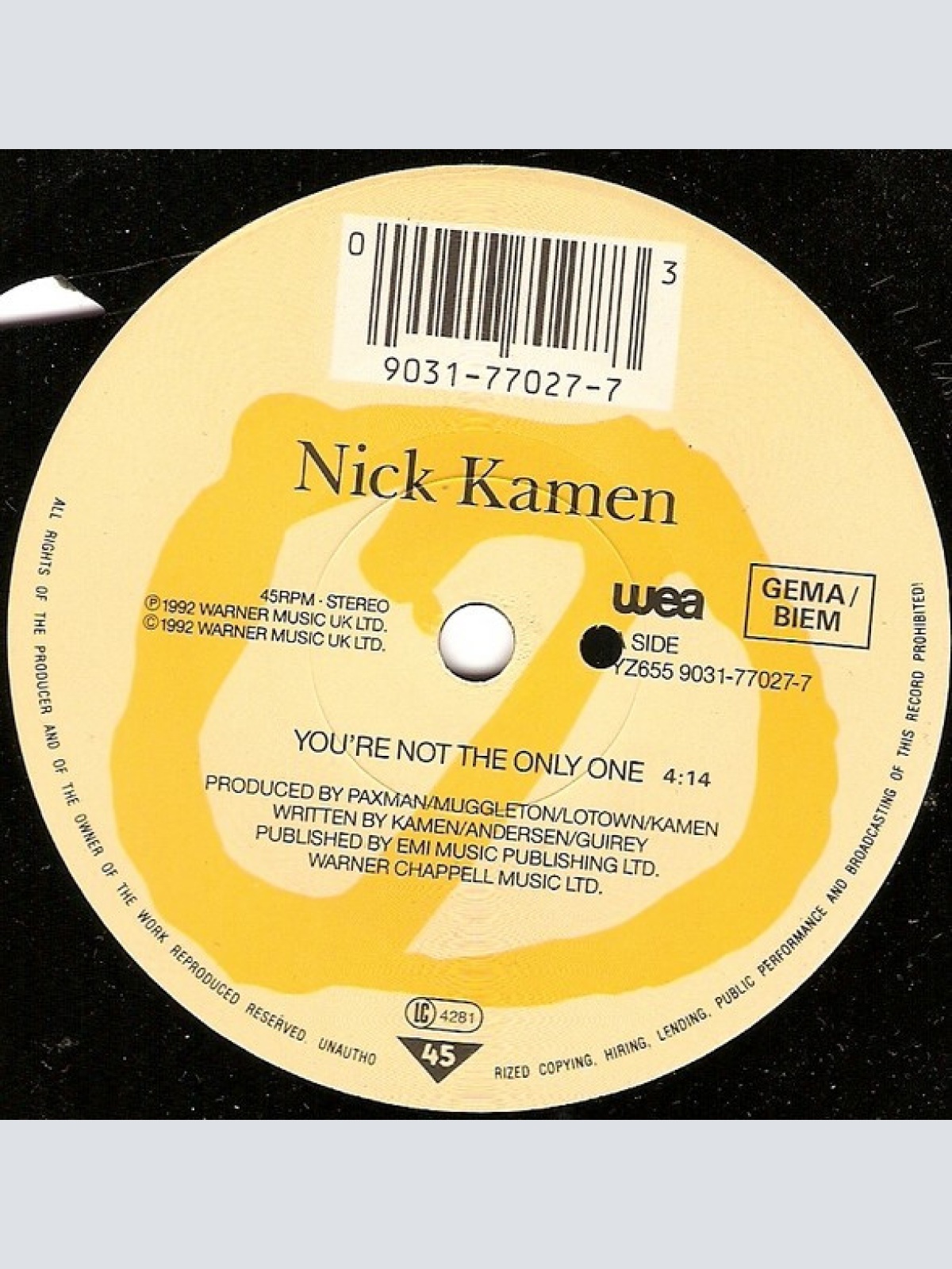 Vinyl / Nick Kamen - You're Not The Only One