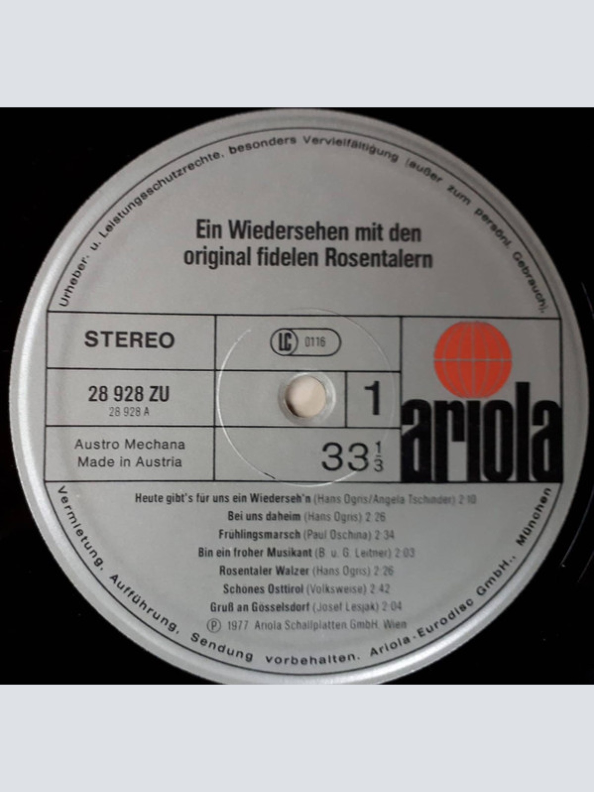 Vinyl / Die Original Fidelen Rosentaler - Ein Wiedersehen Mit Den Original Fidelen Rosentalern