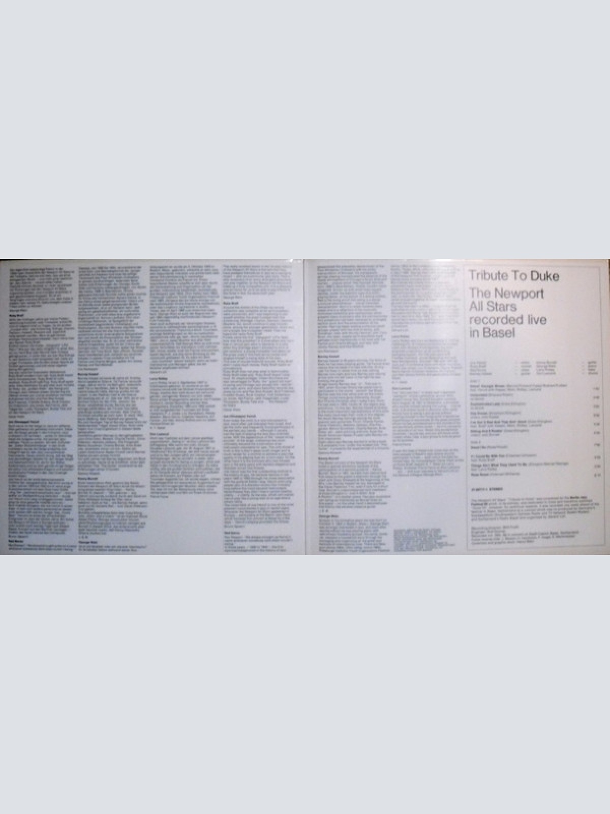 Vinyl / The Newport All Stars - Tribute To Duke, Recorded Live In Basel, Switzerland