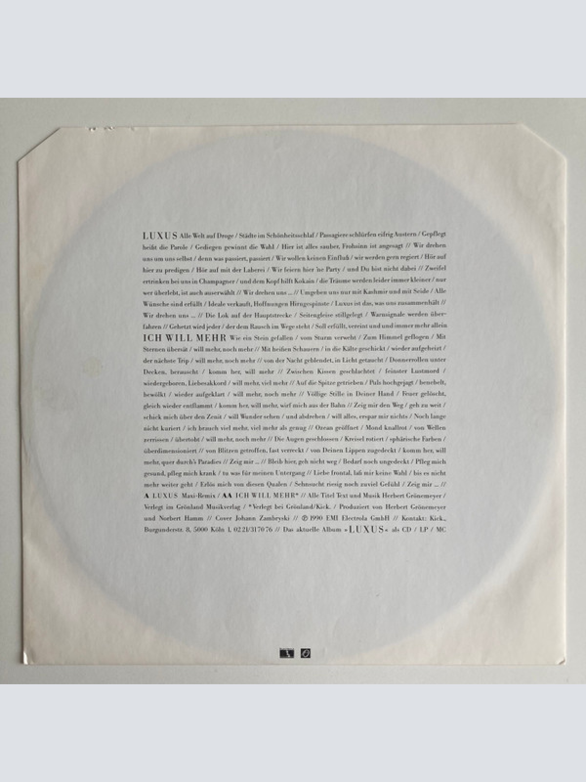 Vinyl / Herbert Grönemeyer - Luxus