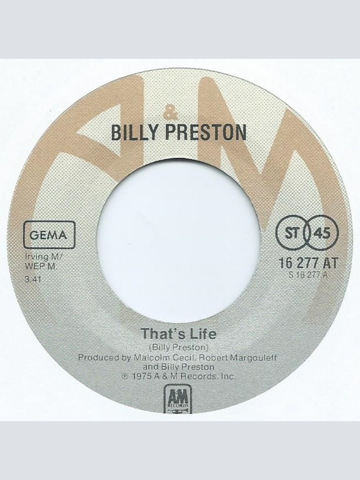 Vinyl / Billy Preston - That's Life / Fancy Lady