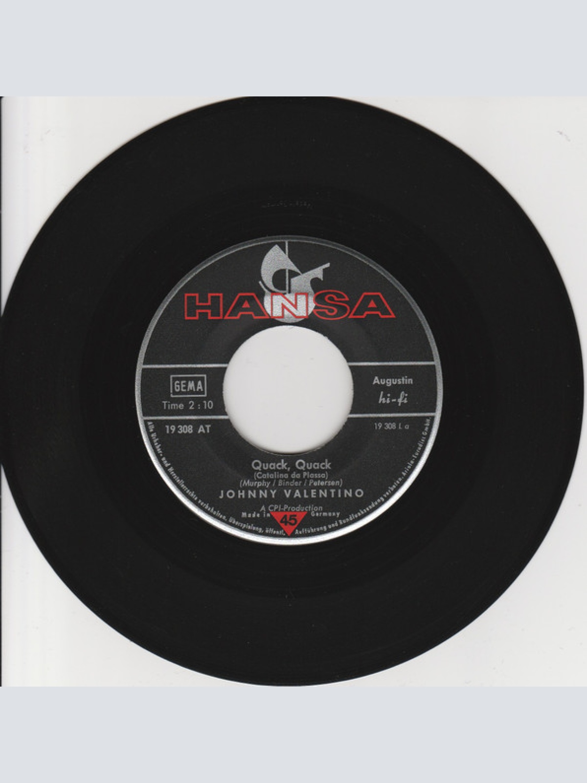 Vinyl / Johnny Valentino (2) - Quack Quack (Catalina Da Plassa)