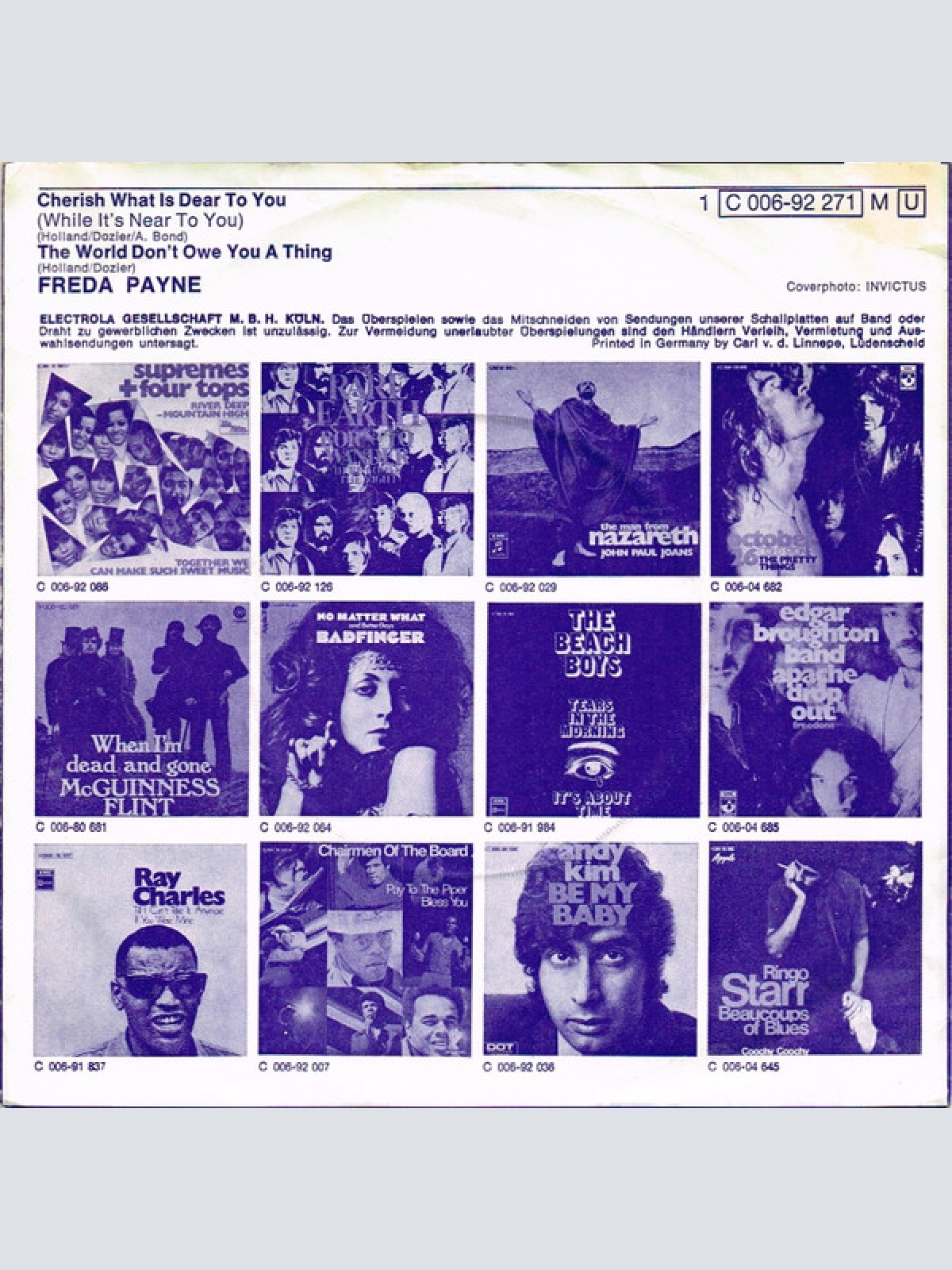 Vinyl / Freda Payne - Cherish What Is Dear To You (While It's Near To You)