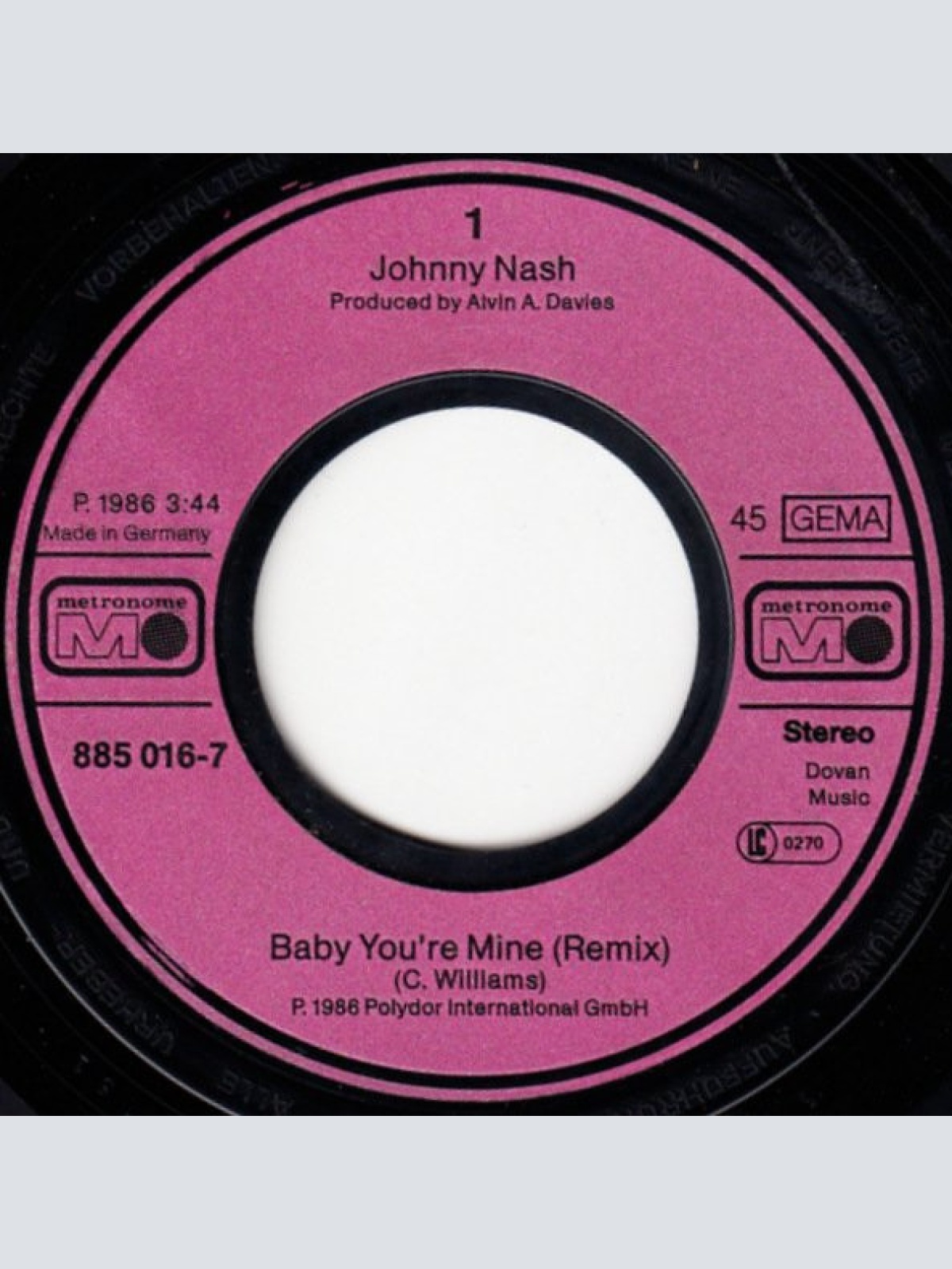 Vinyl / Johnny Nash - Baby You're Mine