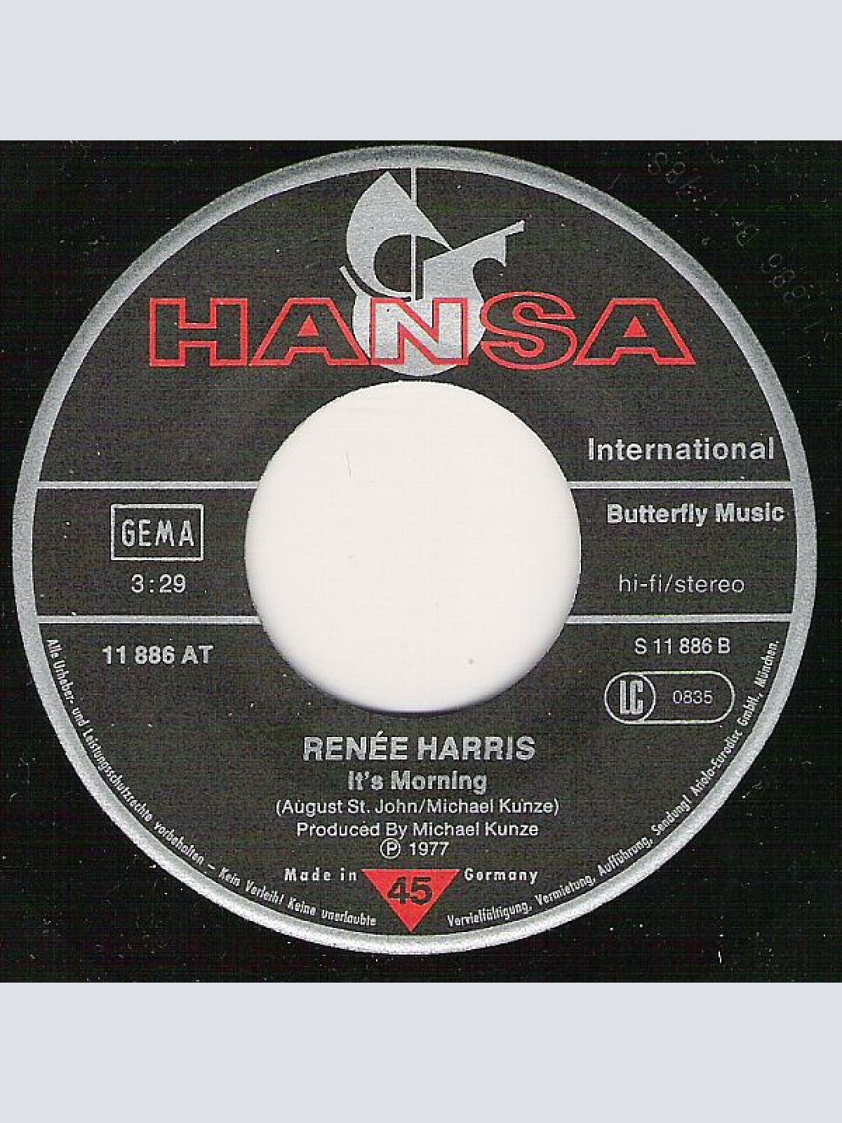 Vinyl / Renée Harris - I Close My Eyes (And Count To Ten) / It's Morning