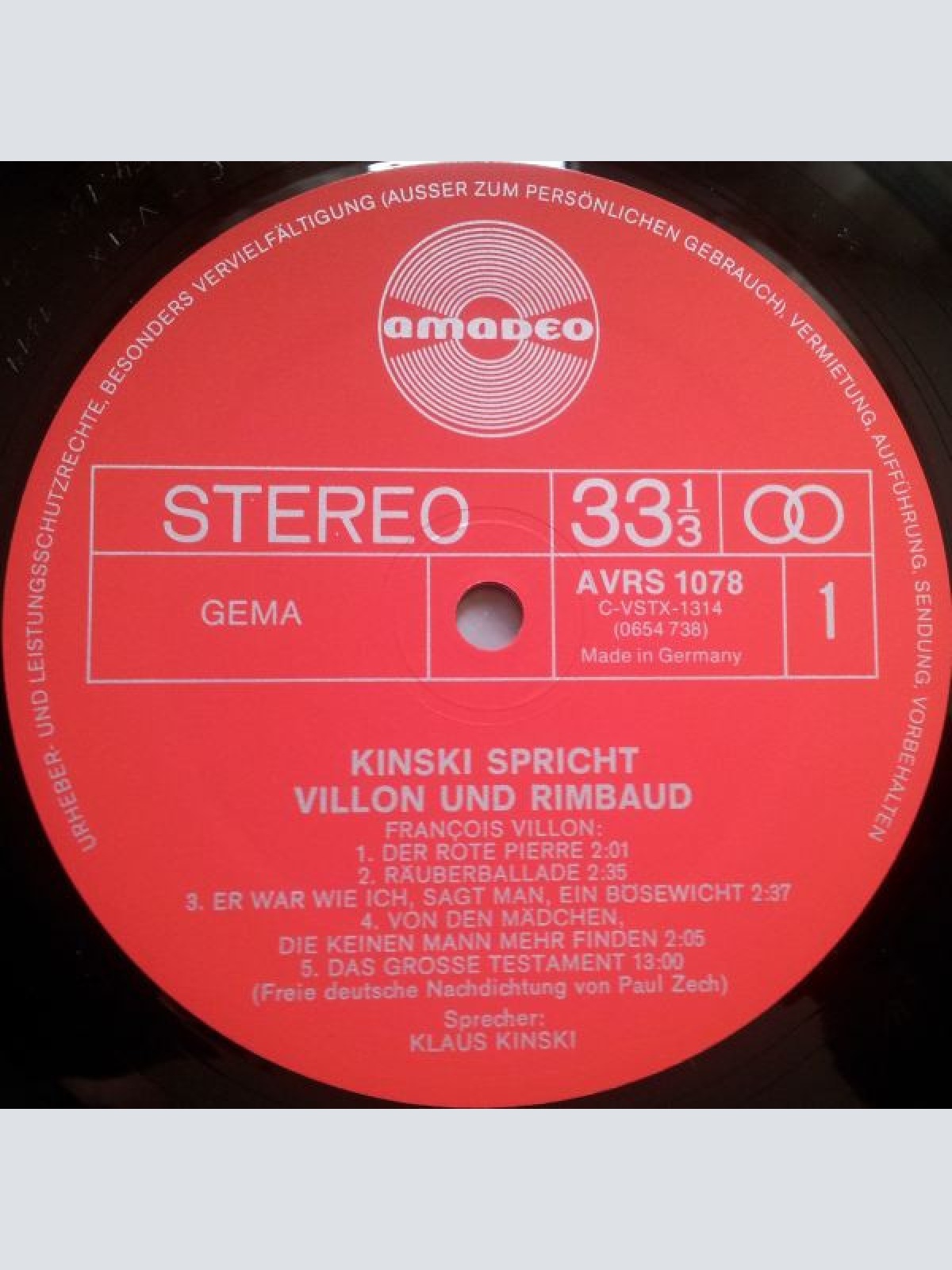 Vinyl / Kinski* Spricht Villon* Und Rimbaud* - Kinski Spricht Villon Und Rimbaud 3